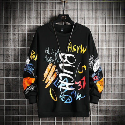 SingleRoad Mens Crewneck Sweatshirt Men Harajuku Oversized Japanese Streetwear Hip Hop Black Hoodie Men Sweatshirts Hoodies AMAZON